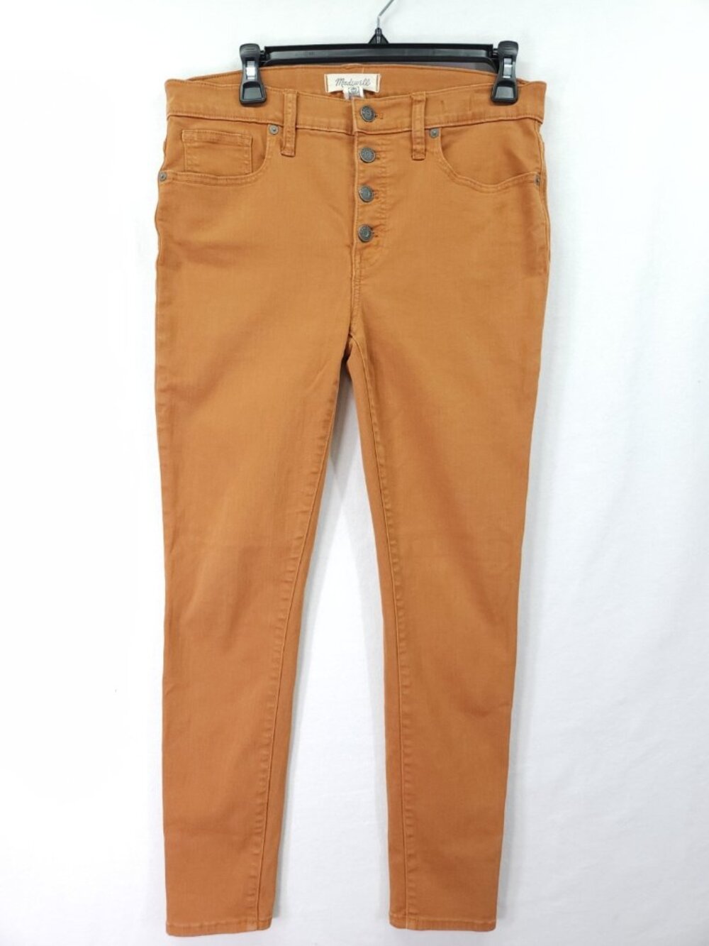 Madewell Skinny Jeans 9 Inch Mid Rise Size 29 Button Fly Cognac Brown 32x26
